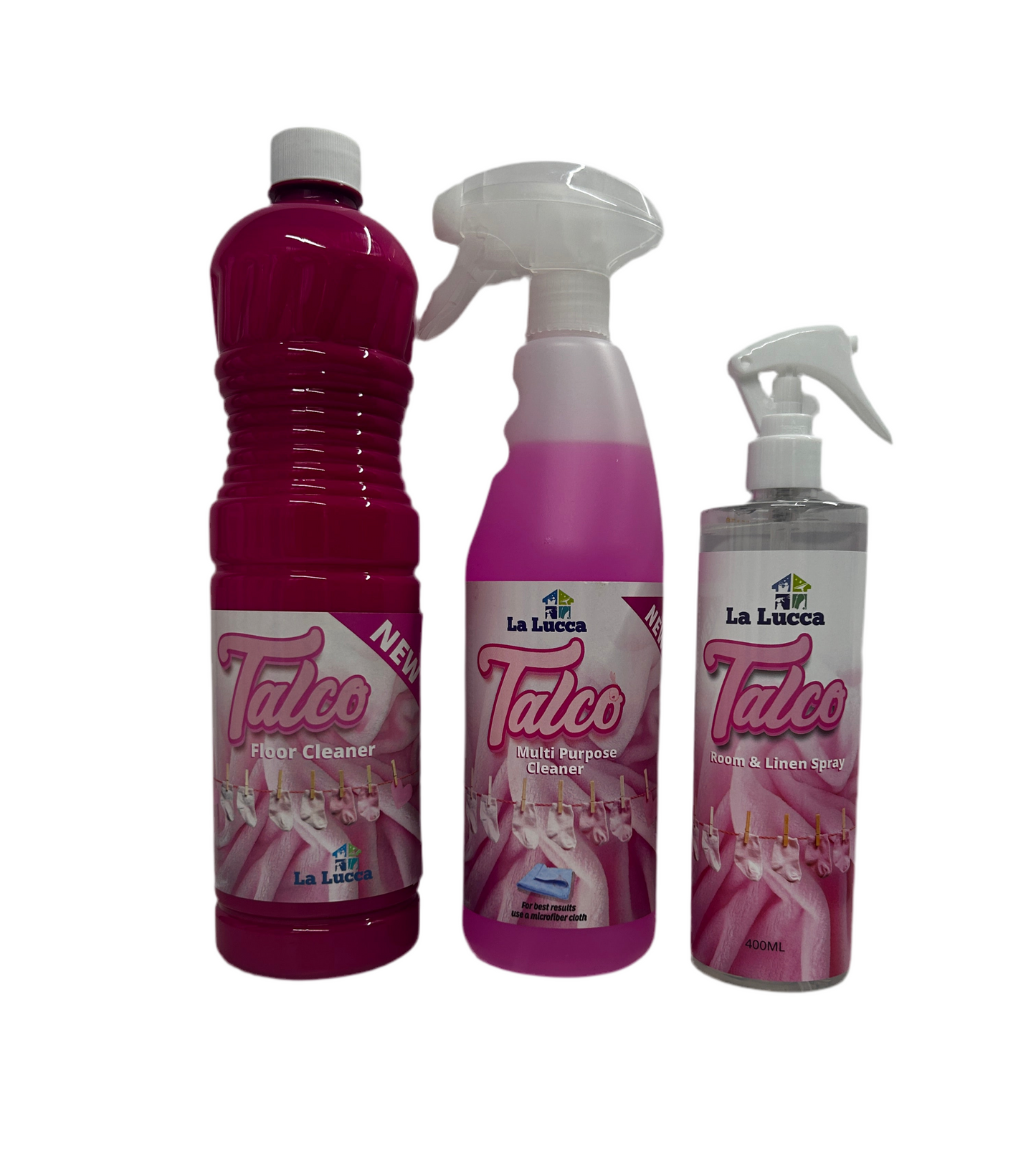 Talco Spanish Bundle - Air & Fabric Freshener, Multi-Purpose Cleaner, and Floor Cleaner x 3 Items