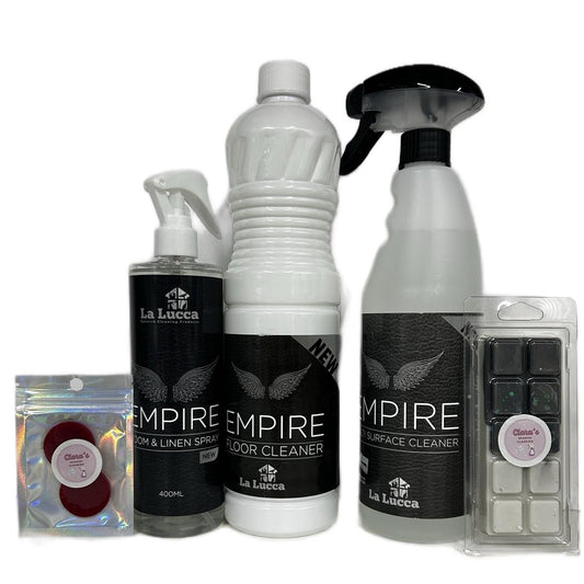 La Lucca Empire Floor Cleaner Bundle with Floor Cleaner, Multi Surface Cleaner, Room & Linen Spray, Hoover Discs & Vegan Wax Melt x 5 Items