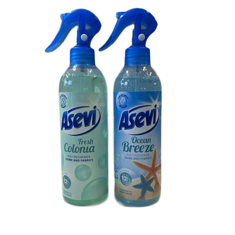 Asev air freshener/fabric spray - 1 x 400ml choose from Brisa/Breeze or Colonia