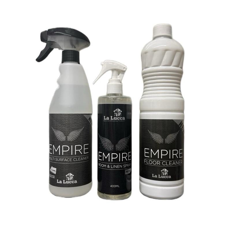 La Lucca Empire & Blue Cleaning & Fragrance Bundle - 6 Items - Multi Surface Cleaner 750ml, Floor Cleaner 1L, Room & Linen Spray 400ml - Concentrated Scent