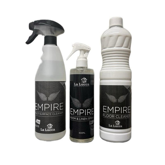 La Lucca Empire Cleaning Bundle x 3 – Floor Cleaner, Multi Surface Cleaner & Room & Linen Spray