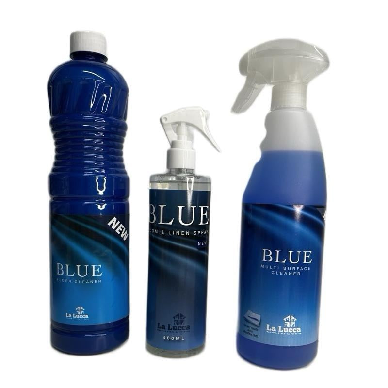 La Lucca Empire & Blue Cleaning & Fragrance Bundle - 6 Items - Multi Surface Cleaner 750ml, Floor Cleaner 1L, Room & Linen Spray 400ml - Concentrated Scent