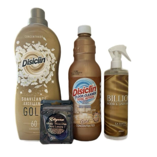 Disiclin Gold Multi Surface Cleaner, Fabric Softener, Air Freshener & Hoover Discs Bundle - 4 Items
