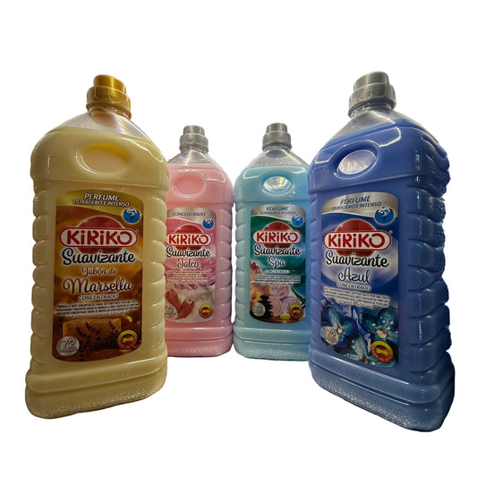Kiriko Spanish Fabric Softener 1 x 72 Wash Bottle. Choose from Talco, Azul, Spa or Marsella