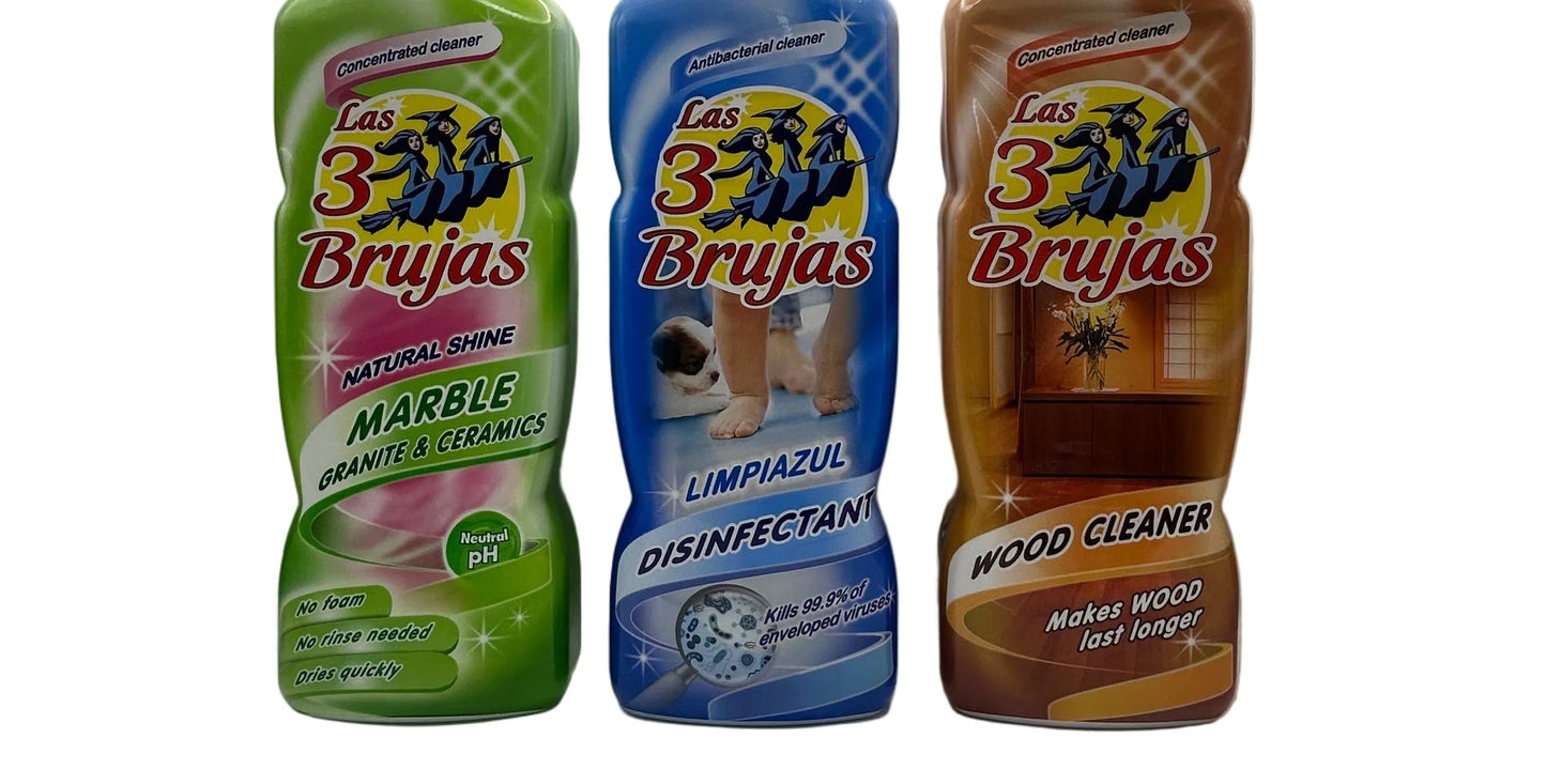 3 Witches Spanish 1 x 1 Litre Bottles. Choose from Marble, Limpiazul Disinfectant or Wood.