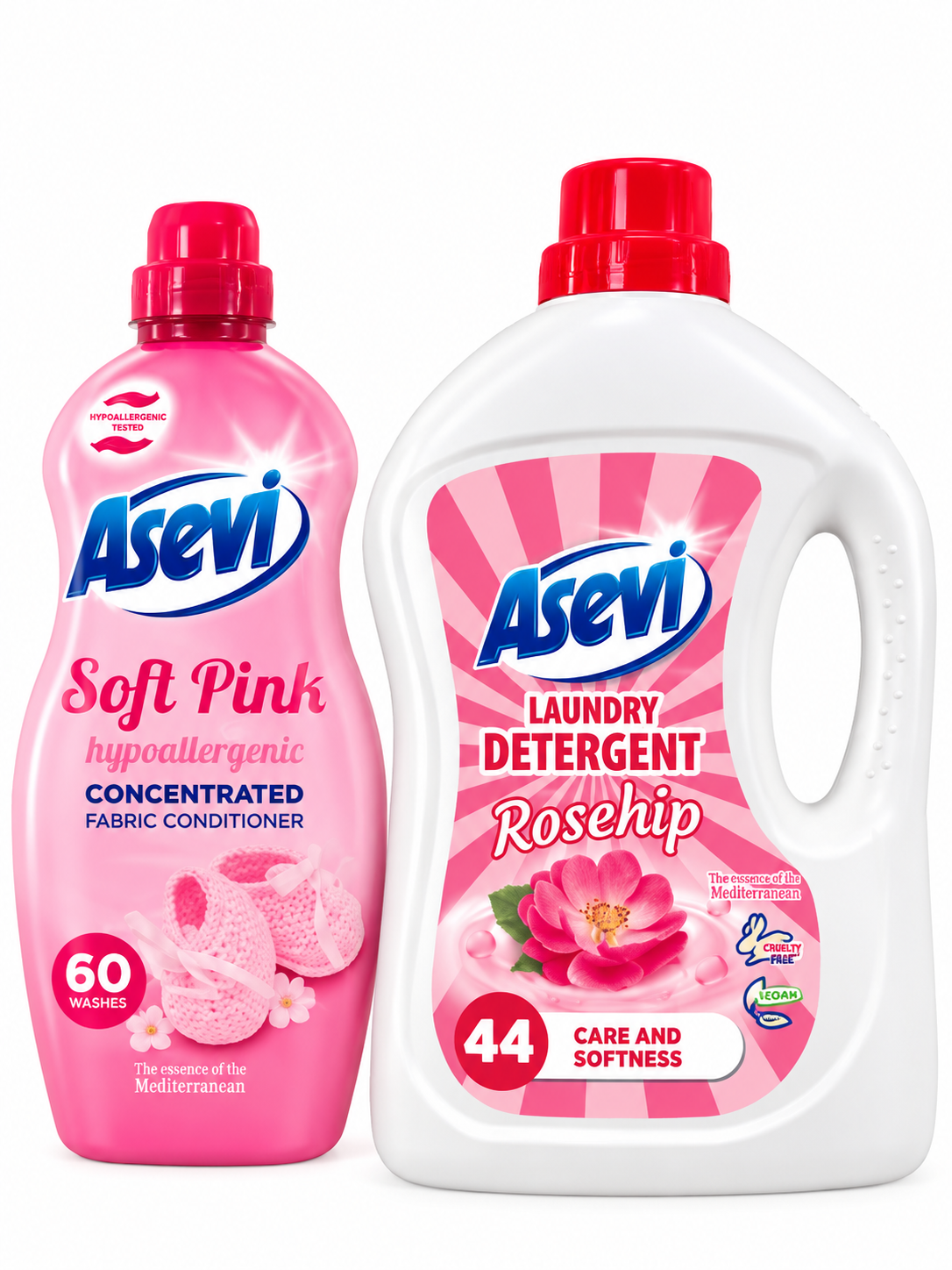 Asevi Rosehip Laundry Detergent & Soft Pink Fabric Conditioner Bundle