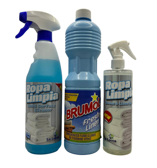 La Lucca & Brumol Spanish Ropa Limpia x 3 Items. Floor, Multi Surface, Air & Fabric Freshener Bundle