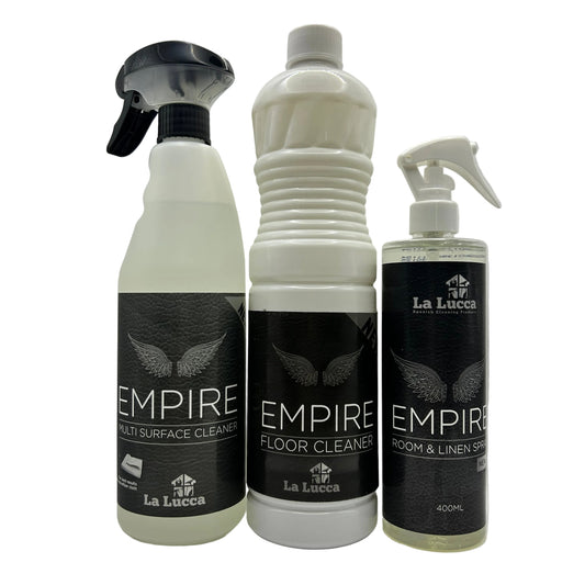 La Lucca Empire Cologne Scent Spanish Cleaning x 3 Items Bundle. Floor Cleaner, Multi Surface Cleaner, Room & Linen Spray