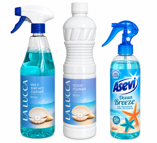La Lucca & Asevi Spanish Brisa x 3 Items. Floor, Multi Surface, Air & Fabric Freshener Bundle