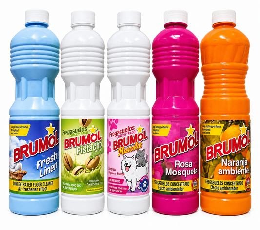 Brumol Spanish Floor Cleaner 1L – Fresh Linen, Zen, Rosa Mosqueta or Naranja – Concentrated Floor Cleaner & Air Freshener Effect