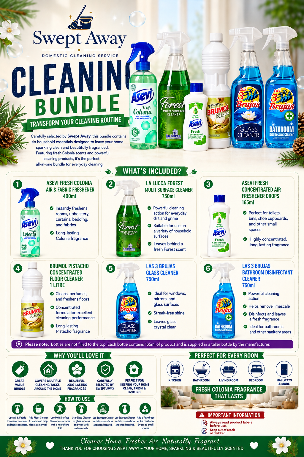 Swept Away Concentrated Spanish Cleaning Bundle x 6 Items