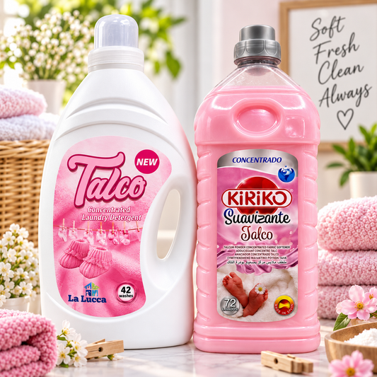La Lucca Talco Laundry Bundle – 42 Wash Detergent & Kiriko Talco Fabric Softener 72 Washes – Spanish Laundry Fragrance