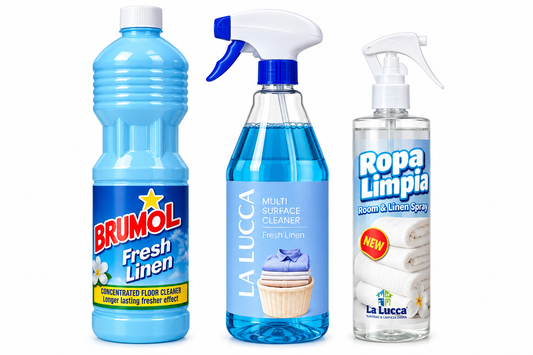 La Lucca & Brumol Spanish Ropa Limpia/Fresh Linen x 3 Items. Floor, Multi Surface, Air & Fabric Freshener Bundle