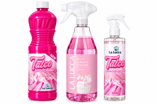 La Lucca Spanish Talco x 3 Items. Floor, Multi Surface, Air & Fabric Freshener Bundle