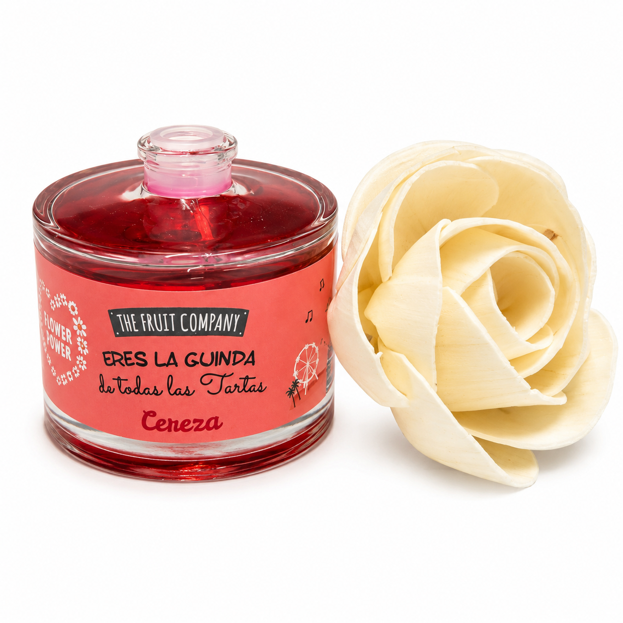 The Fruit Company Flower Reed Diffuser – Cherry, Strawberries & Cream or Blackberry – Natural Extracts – Long Lasting Home Fragrance