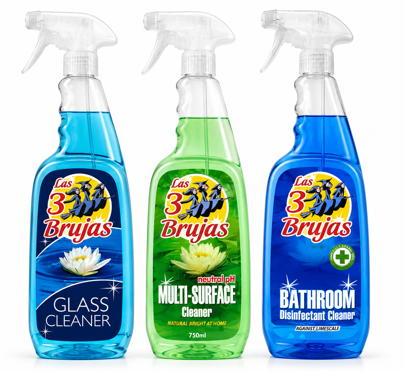 3 Witches Spanish Cleaning Spray 750ml – Choose Glass Cleaner, Bathroom Cleaner or Multi Surface Cleaner