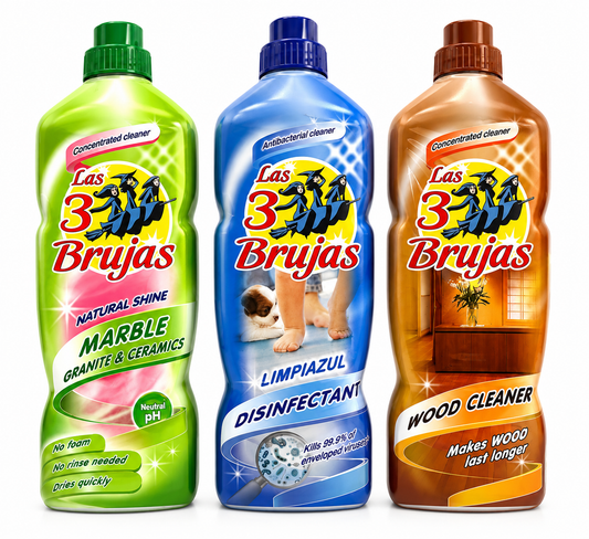 3 Witches Spanish 1 x 1 Litre Bottles. Choose from Marble, Limpiazul Disinfectant or Wood.