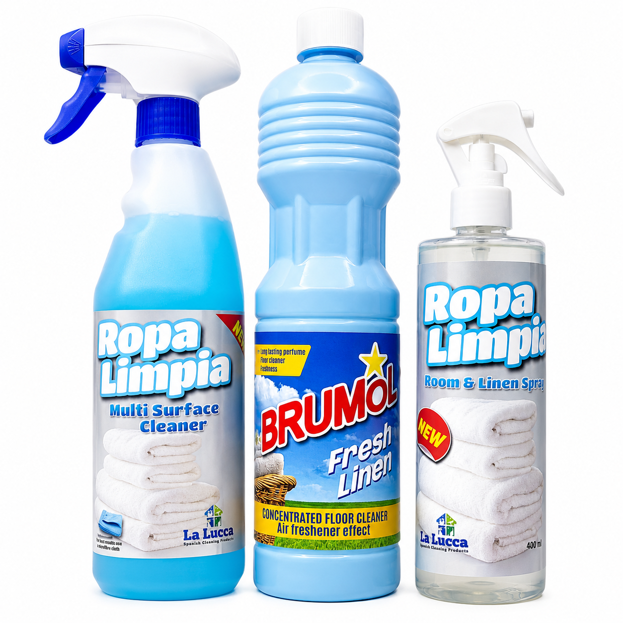 La Lucca & Brumol Spanish Ropa Limpia x 3 Items. Floor, Multi Surface, Air & Fabric Freshener Bundle