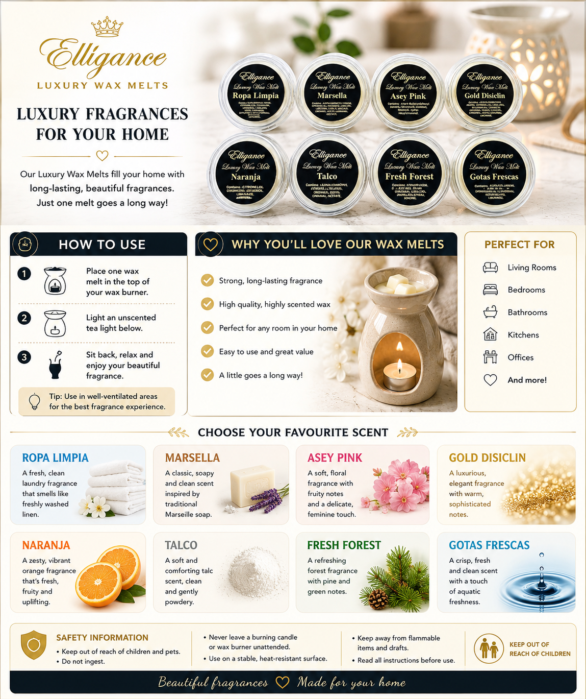 Elligance Luxury Spanish Inspired Wax Melts 40g Pot