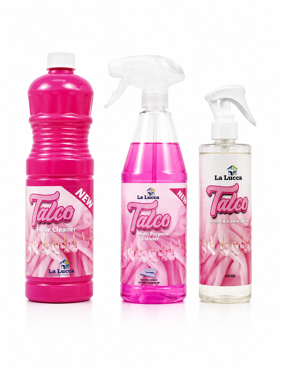 La Lucca Spanish Talco x 3 Items. Floor, Multi Surface, Air & Fabric Freshener Bundle