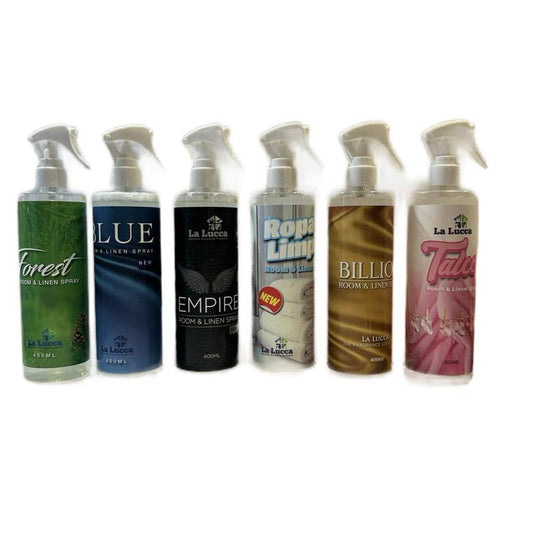 La Lucca Air & Linen Fabric Fresheners 400ml - Choose from Empire Blue Forest Fresh Billion Ropa Limpia Talco